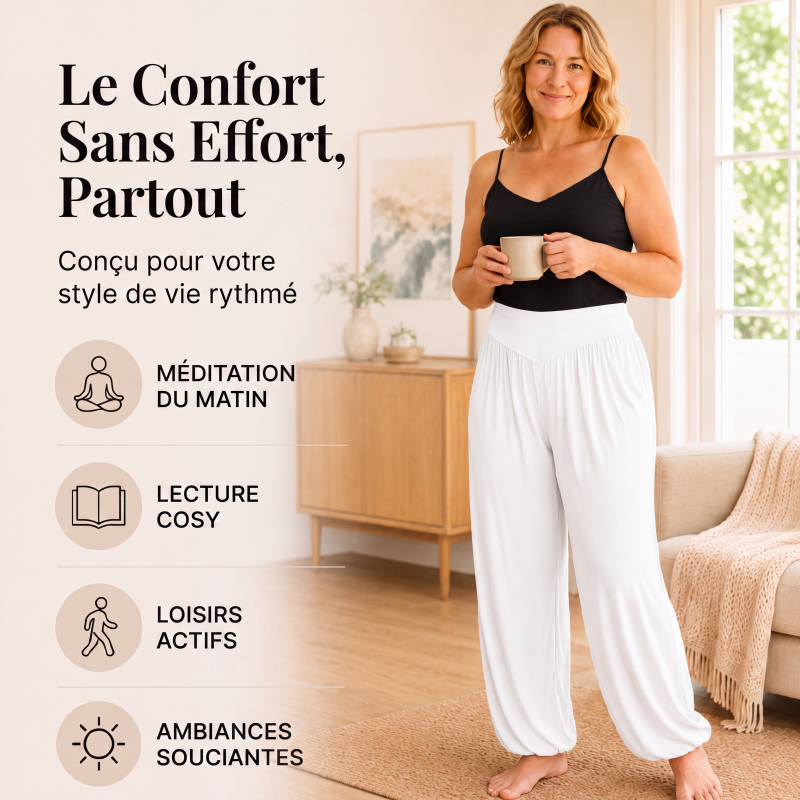 Pantalon large taille haute pour femme