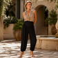 Pantalon large taille haute pour femme