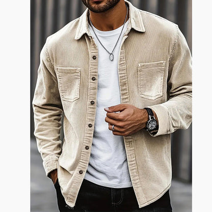 Chemise décontractée à manches longues et col boutonné pour homme
