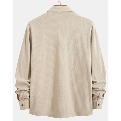 Chemise décontractée à manches longues et col boutonné pour homme