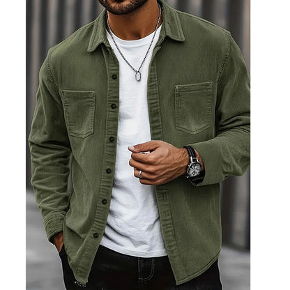 Chemise décontractée à manches longues et col boutonné pour homme