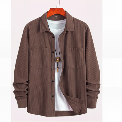 Chemise décontractée à manches longues et col boutonné pour homme