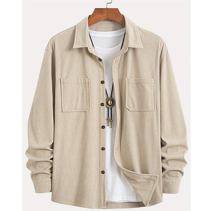 Chemise décontractée à manches longues et col boutonné pour homme