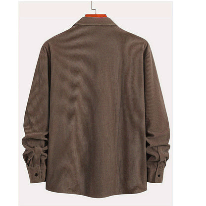 Chemise décontractée à manches longues et col boutonné pour homme