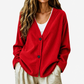 Cardigan en maille velours côtelé col V pour femme