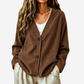 Cardigan en maille velours côtelé col V pour femme