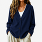 Cardigan en maille velours côtelé col V pour femme