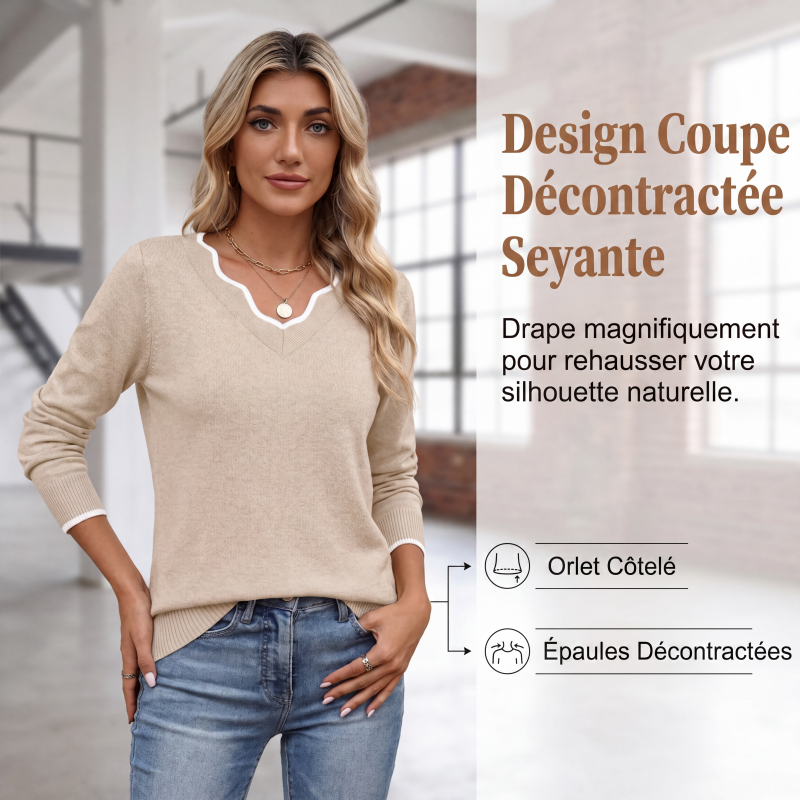 Haut en maille décontracté à manches longues pour femme