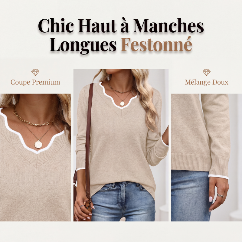 Haut en maille décontracté à manches longues pour femme