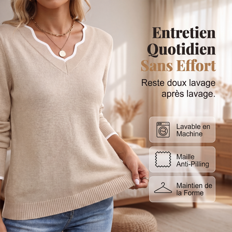 Haut en maille décontracté à manches longues pour femme