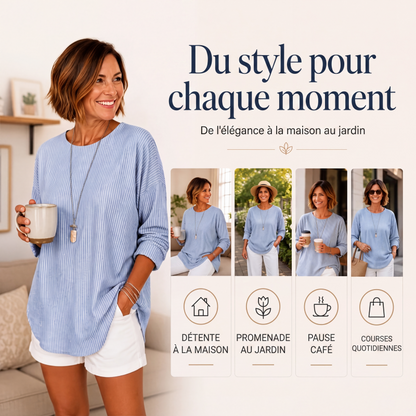 Haut décontracté à rayures à manches longues pour femme