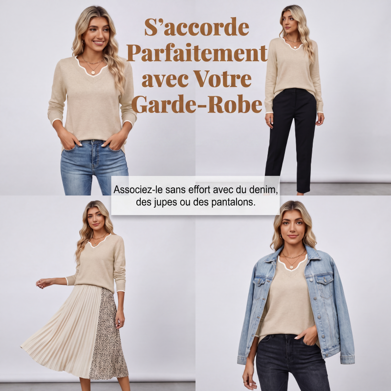 Haut en maille décontracté à manches longues pour femme