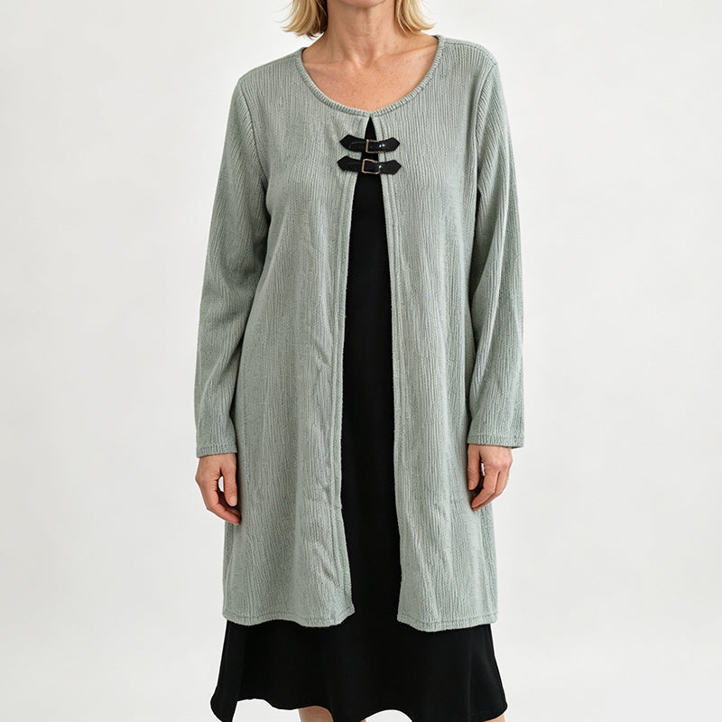 Robe décontractée pour femme en maille côtelée à manches longues