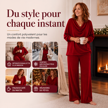 Ensemble pour femme : haut à col en bénitier et pantalon large
