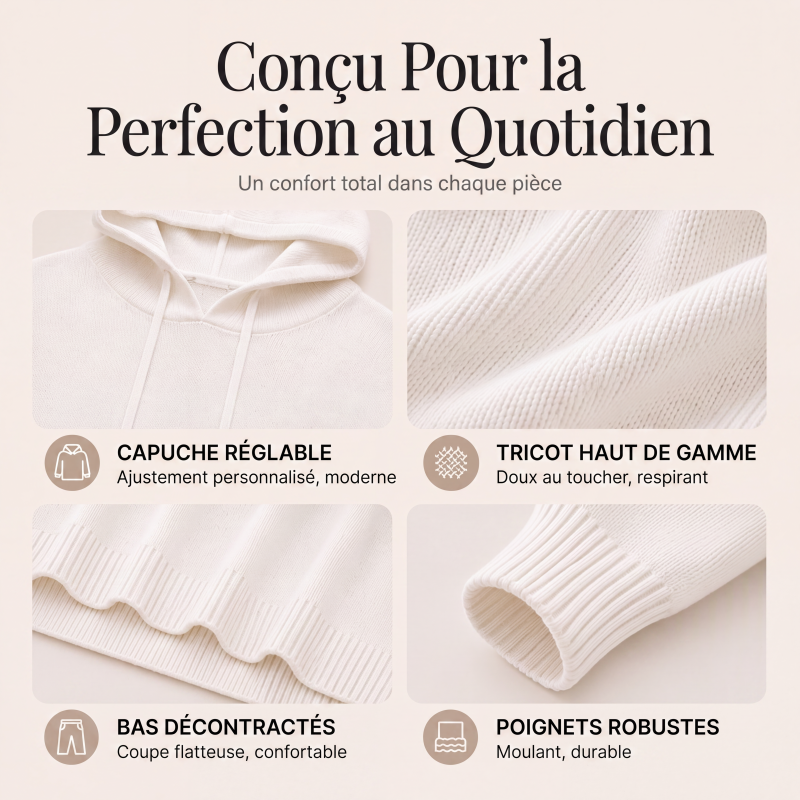 Pull en maille à capuche décontracté pour femme