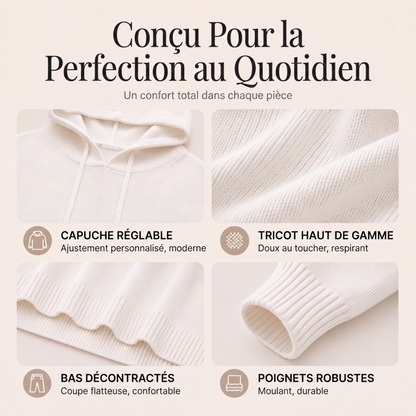 Pull en maille à capuche décontracté pour femme