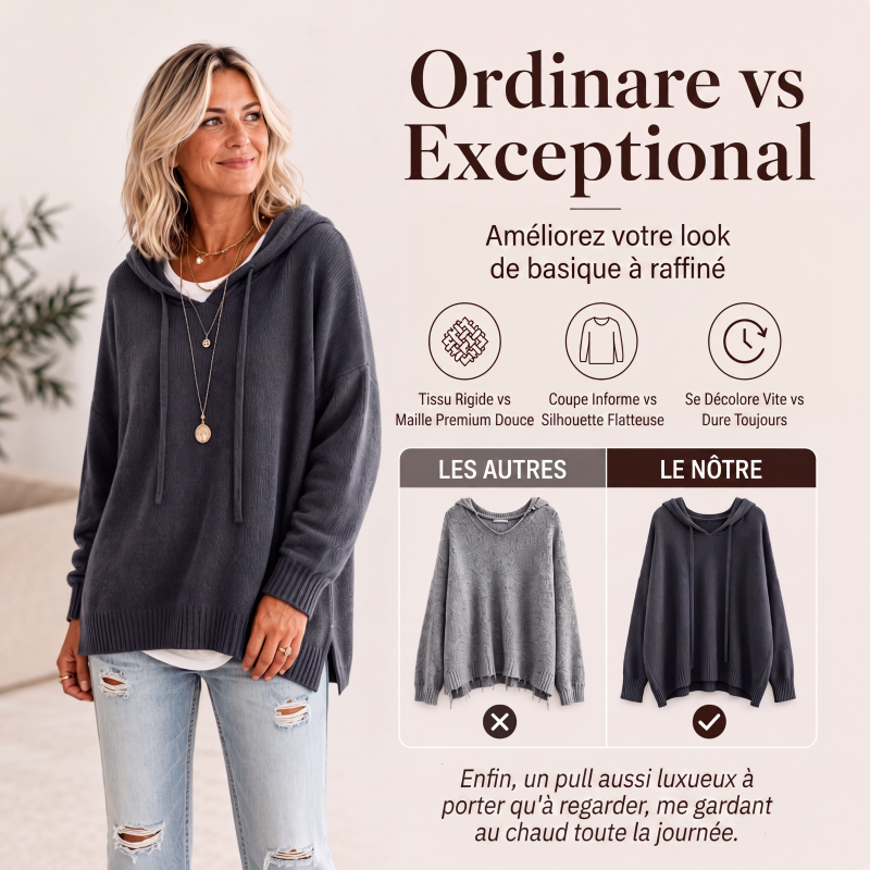 Pull en maille à capuche décontracté pour femme