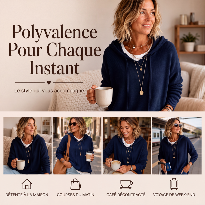 Pull en maille à capuche décontracté pour femme