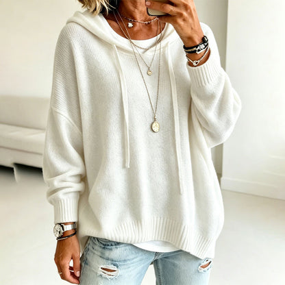 Pull en maille à capuche décontracté pour femme