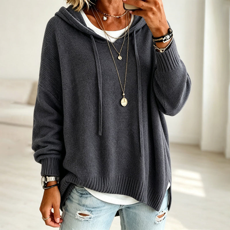 Pull en maille à capuche décontracté pour femme