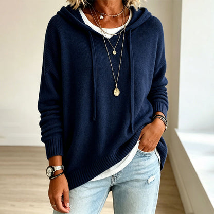 Pull en maille à capuche décontracté pour femme