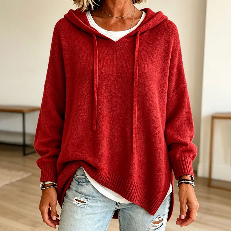 Pull en maille à capuche décontracté pour femme