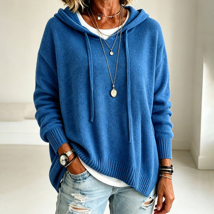 Pull en maille à capuche décontracté pour femme