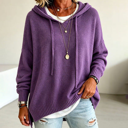 Pull en maille à capuche décontracté pour femme