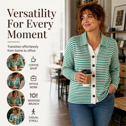 Cardigan en maille rayée pour femme