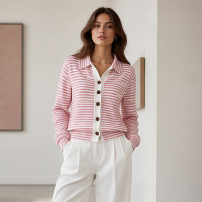 Cardigan en maille rayée pour femme