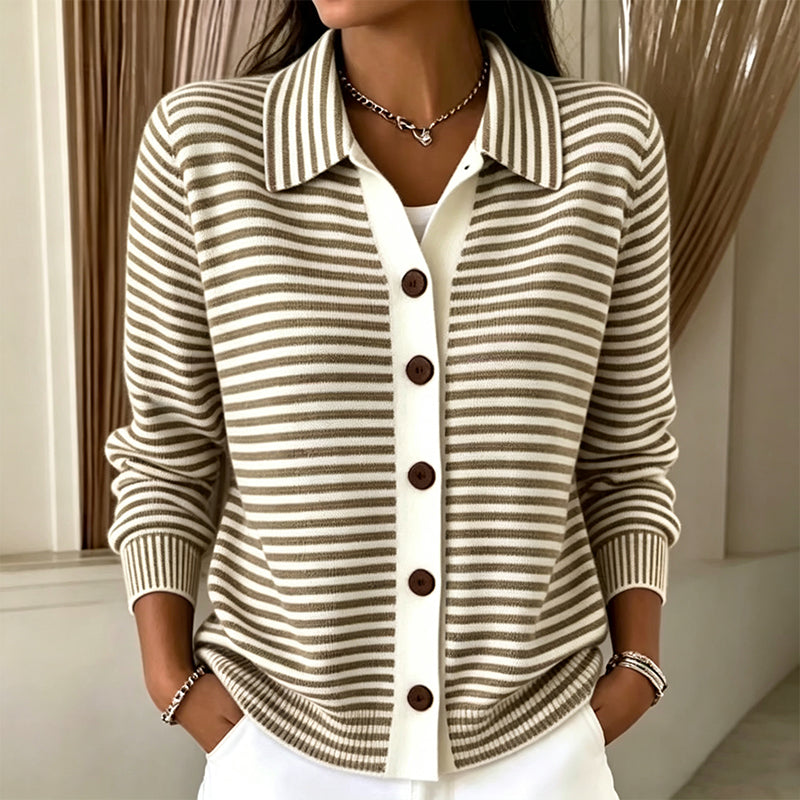 Cardigan en maille rayée pour femme