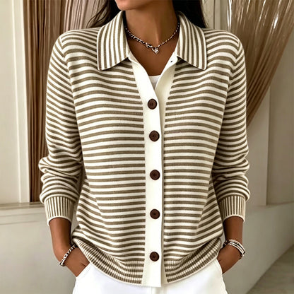 Cardigan en maille rayée pour femme