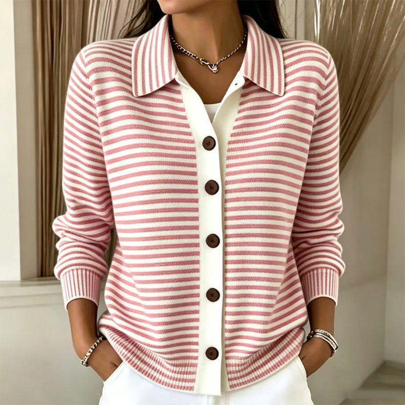 Cardigan en maille rayée pour femme