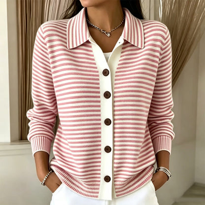 Cardigan en maille rayée pour femme