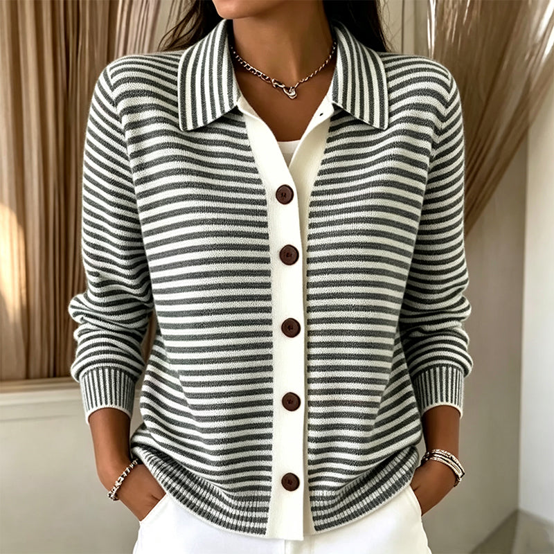 Cardigan en maille rayée pour femme