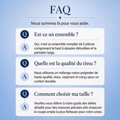 Ensemble haut épaules dénudées et pantalon large pour femme