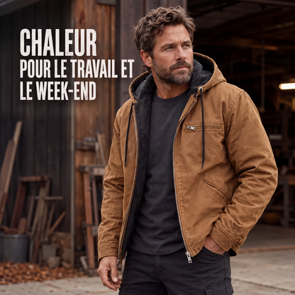 Veste de travail à capuche doublée de peluche pour homme
