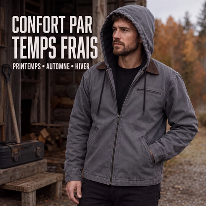 Veste de travail à capuche doublée de peluche pour homme