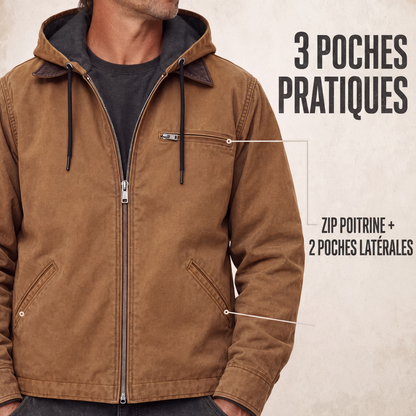 Veste de travail à capuche doublée de peluche pour homme