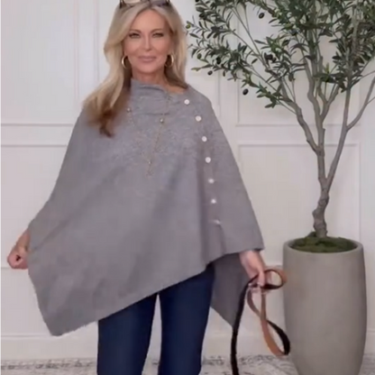 Poncho élégant pour femme avec boutons latéraux