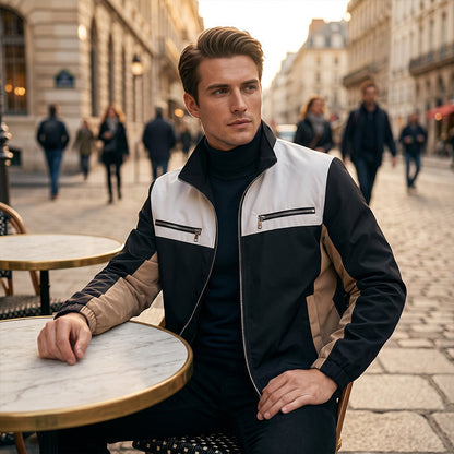 Veste à col montant bicolore pour homme