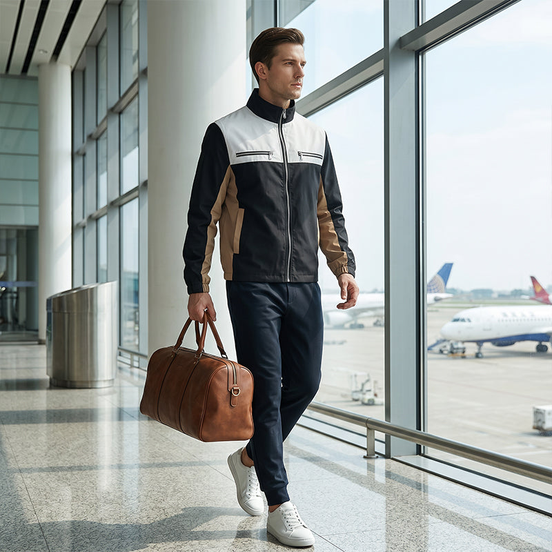 Veste à col montant bicolore pour homme