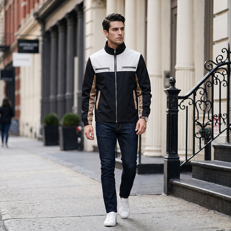 Veste à col montant bicolore pour homme