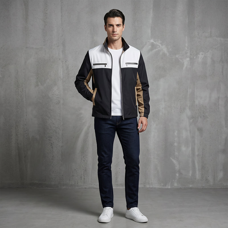 Veste à col montant bicolore pour homme