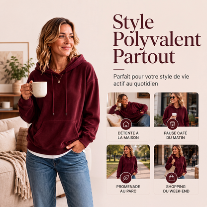 Sweat à capuche en velours côtelé pour femmes avec poches