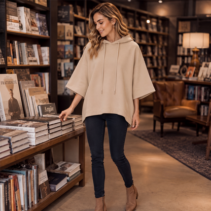 Sweat à capuche décontracté pour femme, coupe ample et manches larges