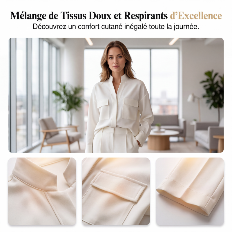 Ensemble élégant composé d'un haut à manches longues et d'un pantalon