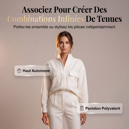 Ensemble élégant composé d'un haut à manches longues et d'un pantalon