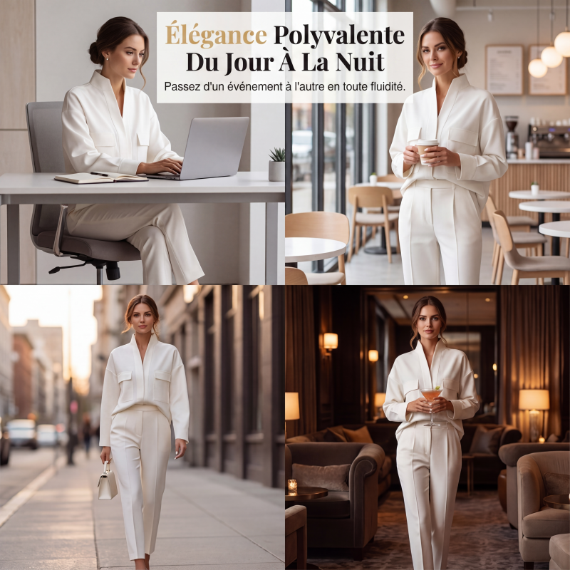 Ensemble élégant composé d'un haut à manches longues et d'un pantalon