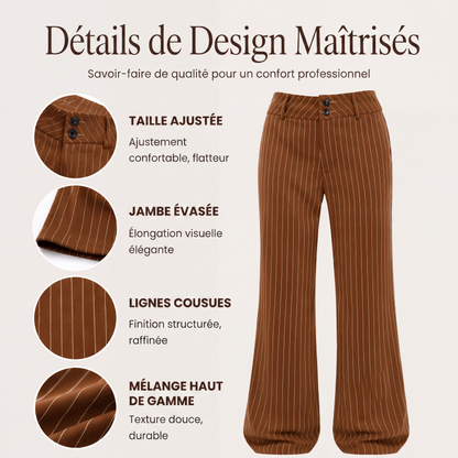 Pantalon habillé évasé rayé pour femme